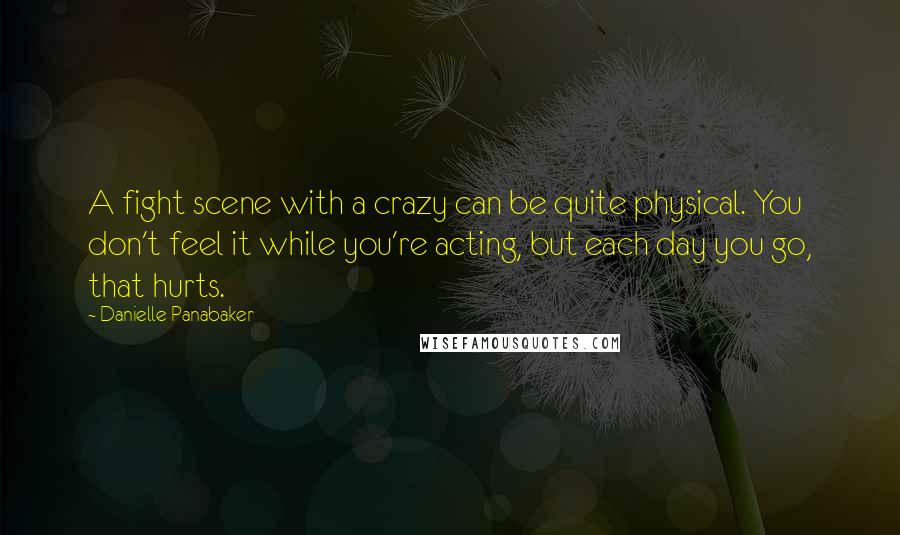 Danielle Panabaker Quotes: A fight scene with a crazy can be quite physical. You don't feel it while you're acting, but each day you go, that hurts.