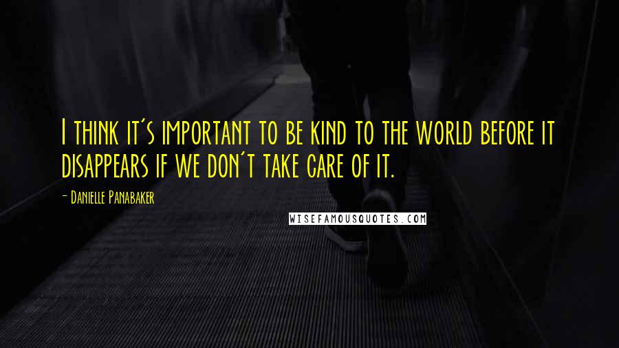 Danielle Panabaker Quotes: I think it's important to be kind to the world before it disappears if we don't take care of it.