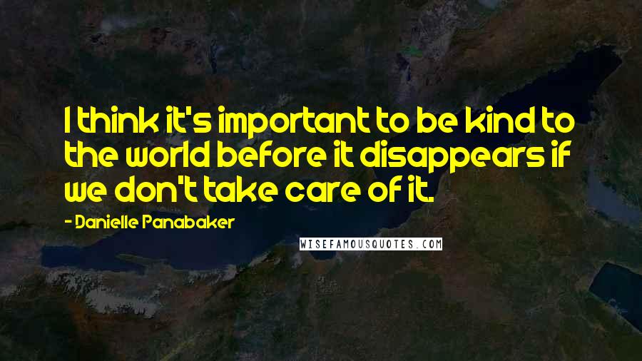 Danielle Panabaker Quotes: I think it's important to be kind to the world before it disappears if we don't take care of it.