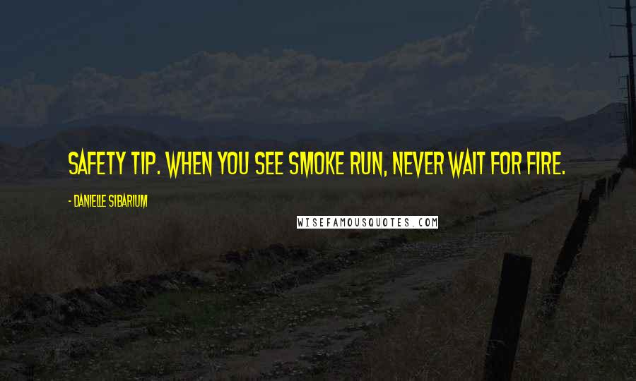 Danielle Sibarium Quotes: Safety tip. When you see smoke run, never wait for fire.
