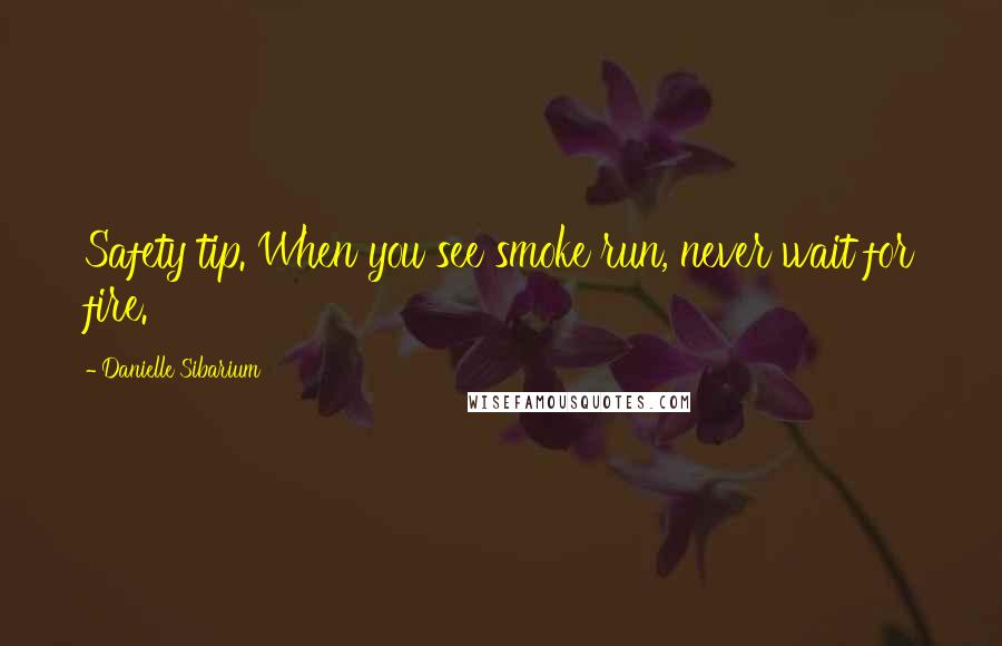 Danielle Sibarium Quotes: Safety tip. When you see smoke run, never wait for fire.