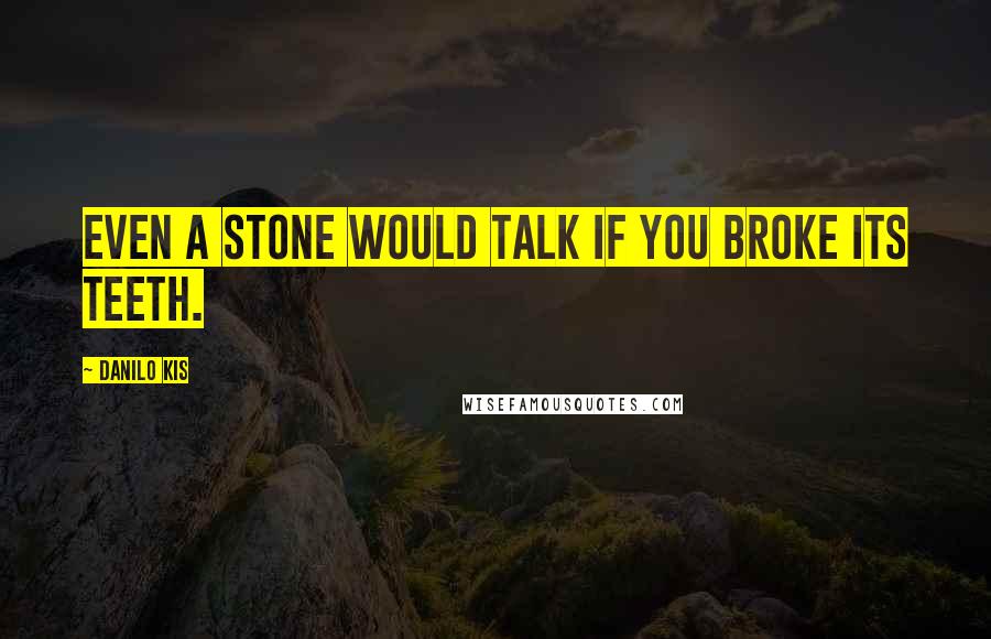 Danilo Kis Quotes: Even a stone would talk if you broke its teeth.