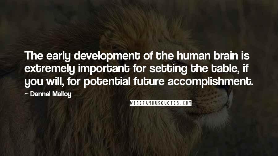 Dannel Malloy Quotes: The early development of the human brain is extremely important for setting the table, if you will, for potential future accomplishment.