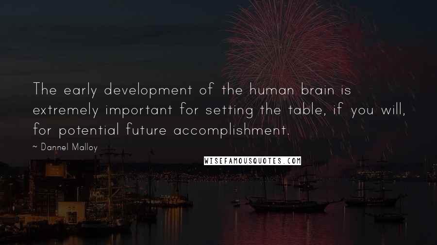 Dannel Malloy Quotes: The early development of the human brain is extremely important for setting the table, if you will, for potential future accomplishment.