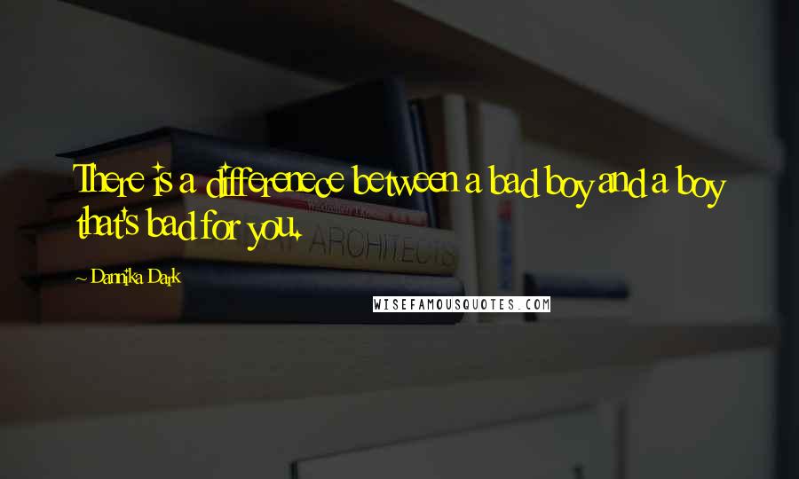 Dannika Dark Quotes: There is a differenece between a bad boy and a boy that's bad for you.