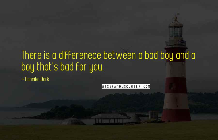 Dannika Dark Quotes: There is a differenece between a bad boy and a boy that's bad for you.