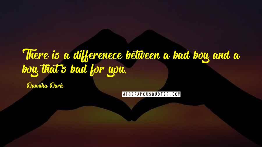 Dannika Dark Quotes: There is a differenece between a bad boy and a boy that's bad for you.