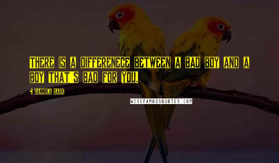 Dannika Dark Quotes: There is a differenece between a bad boy and a boy that's bad for you.