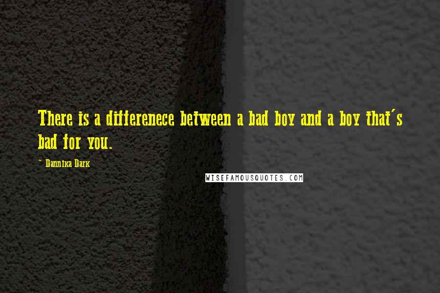 Dannika Dark Quotes: There is a differenece between a bad boy and a boy that's bad for you.