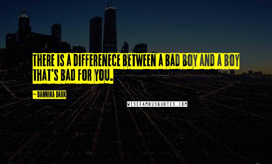 Dannika Dark Quotes: There is a differenece between a bad boy and a boy that's bad for you.