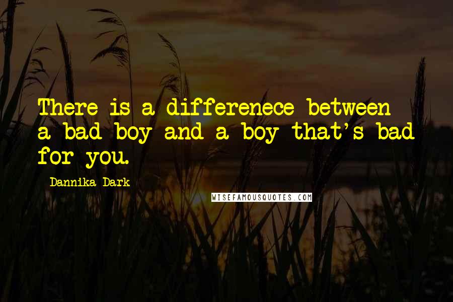 Dannika Dark Quotes: There is a differenece between a bad boy and a boy that's bad for you.