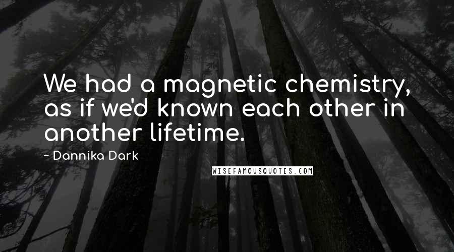 Dannika Dark Quotes: We had a magnetic chemistry, as if we'd known each other in another lifetime.