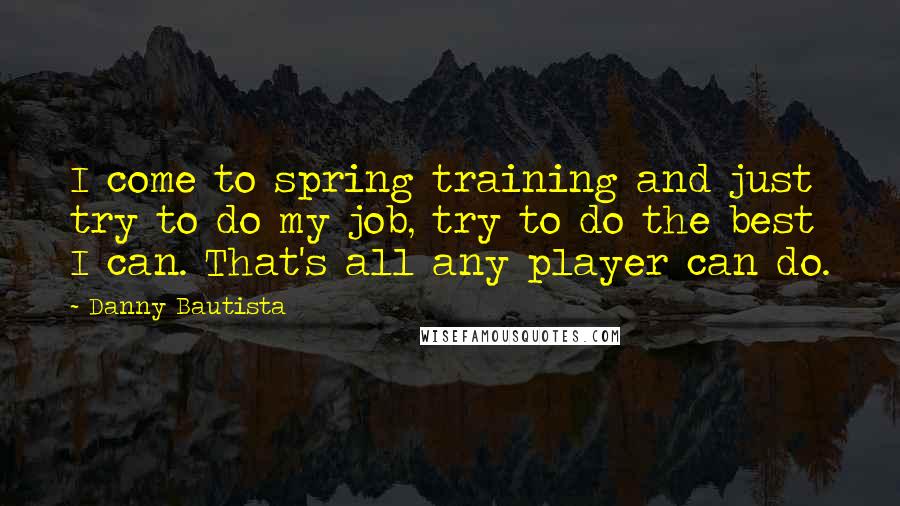 Danny Bautista Quotes: I come to spring training and just try to do my job, try to do the best I can. That's all any player can do.