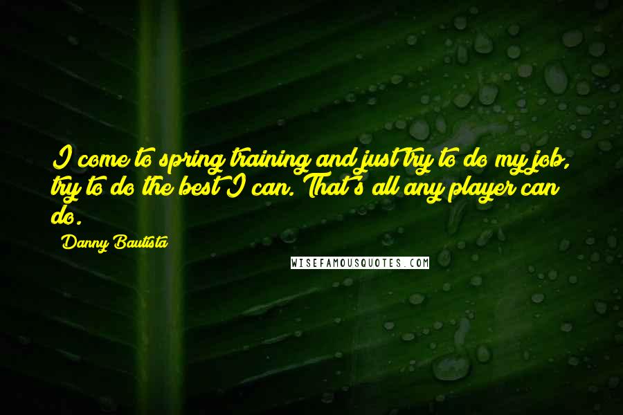 Danny Bautista Quotes: I come to spring training and just try to do my job, try to do the best I can. That's all any player can do.