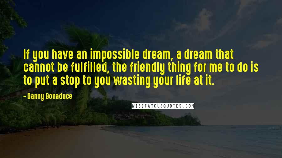 Danny Bonaduce Quotes: If you have an impossible dream, a dream that cannot be fulfilled, the friendly thing for me to do is to put a stop to you wasting your life at it.