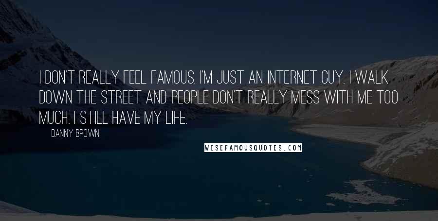 Danny Brown Quotes: I don't really feel famous. I'm just an internet guy. I walk down the street and people don't really mess with me too much. I still have my life.