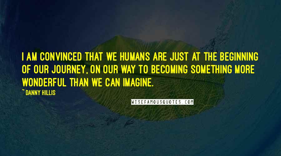 Danny Hillis Quotes: I am convinced that we humans are just at the beginning of our journey, on our way to becoming something more wonderful than we can imagine.