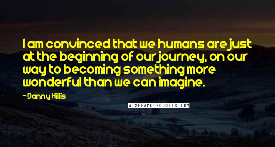 Danny Hillis Quotes: I am convinced that we humans are just at the beginning of our journey, on our way to becoming something more wonderful than we can imagine.