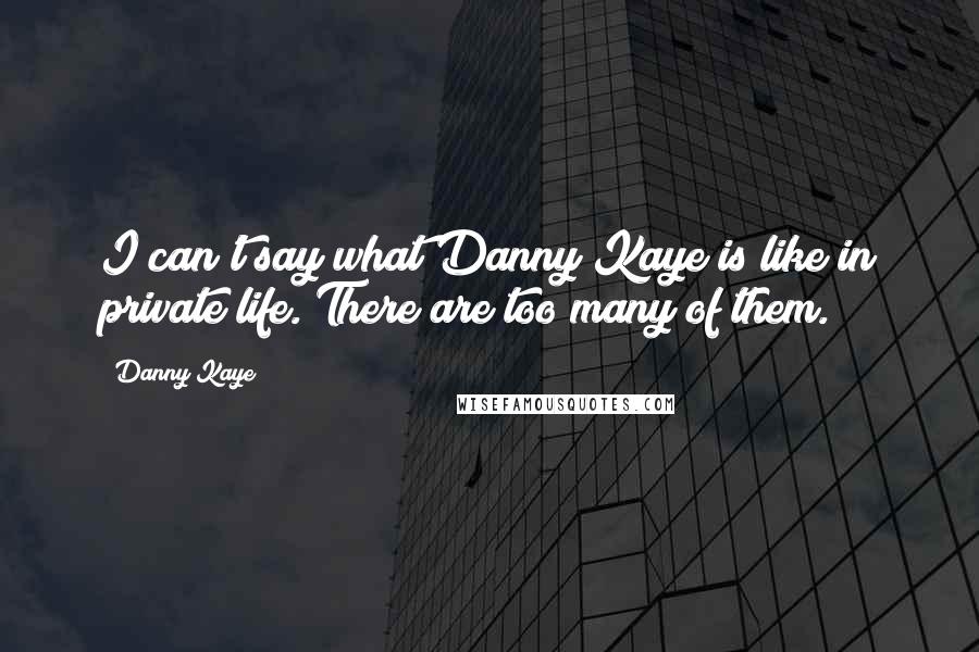 Danny Kaye Quotes: I can't say what Danny Kaye is like in private life. There are too many of them.