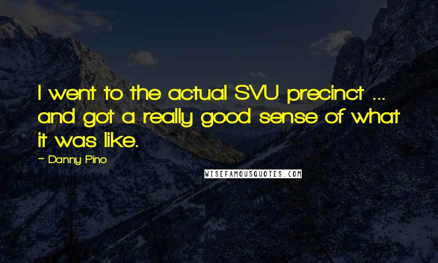 Danny Pino Quotes: I went to the actual SVU precinct ... and got a really good sense of what it was like.