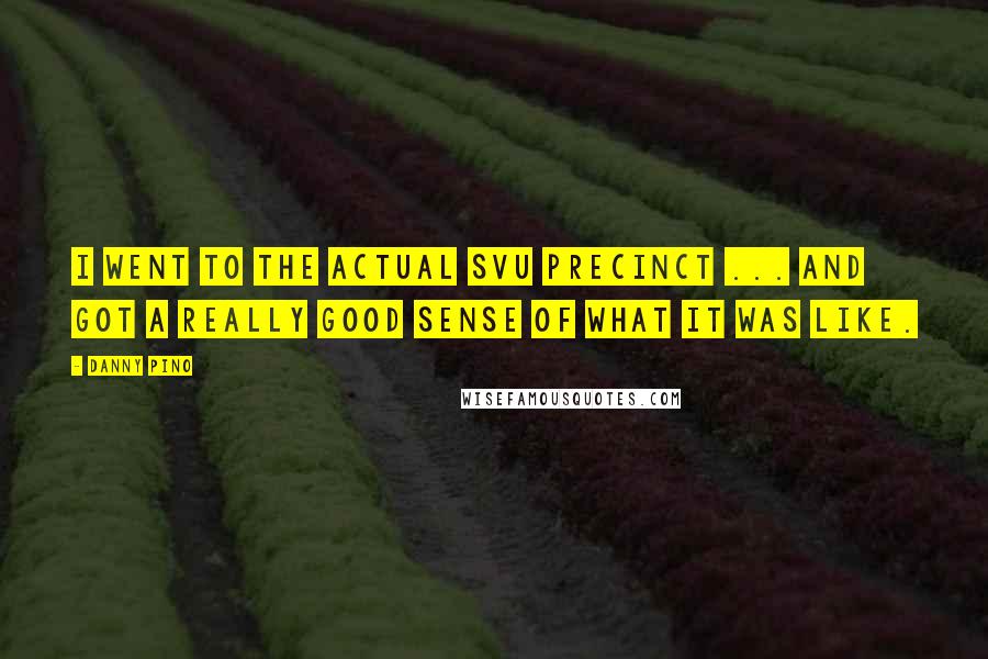 Danny Pino Quotes: I went to the actual SVU precinct ... and got a really good sense of what it was like.