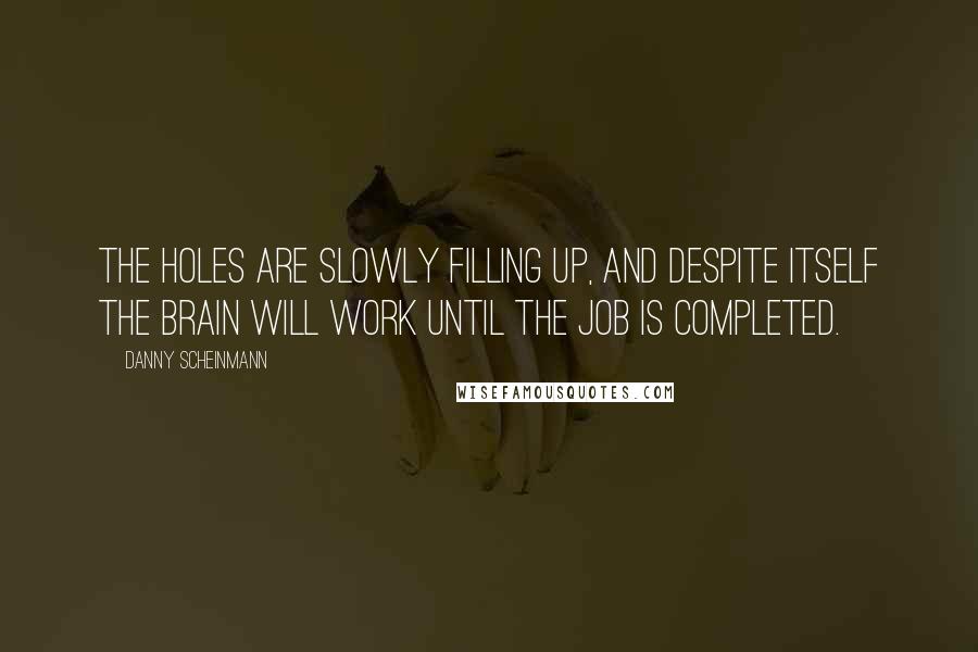 Danny Scheinmann Quotes: The holes are slowly filling up, and despite itself the brain will work until the job is completed.