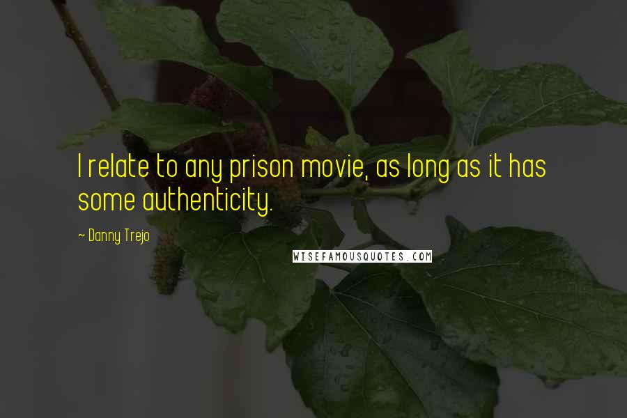 Danny Trejo Quotes: I relate to any prison movie, as long as it has some authenticity.