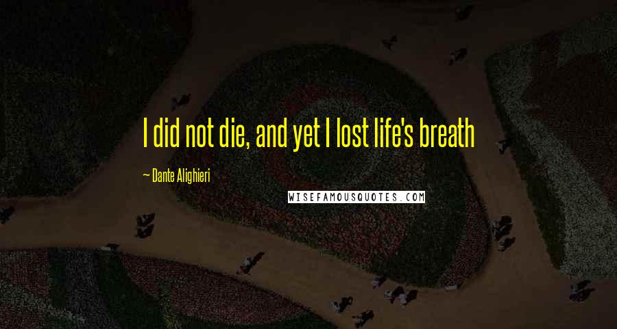 Dante Alighieri Quotes: I did not die, and yet I lost life's breath