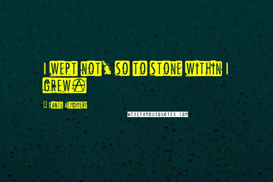 Dante Alighieri Quotes: I wept not, so to stone within I grew.