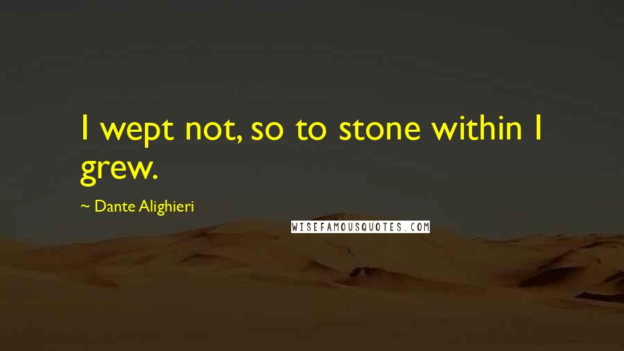 Dante Alighieri Quotes: I wept not, so to stone within I grew.