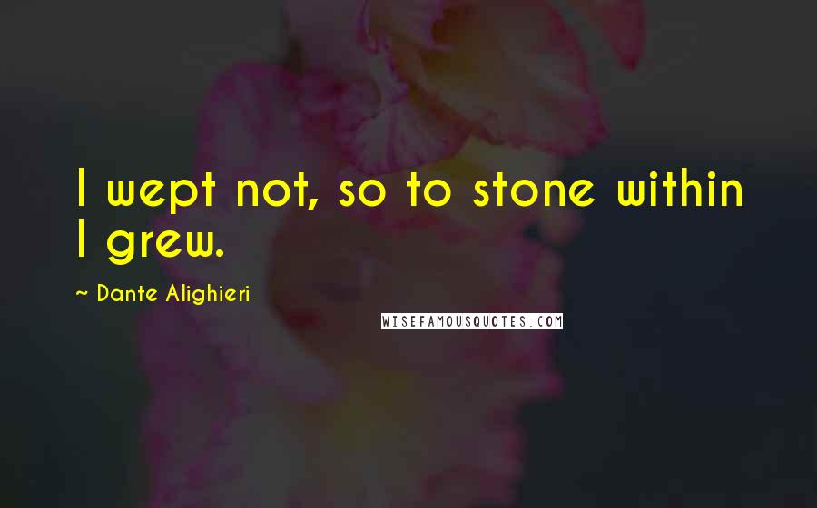 Dante Alighieri Quotes: I wept not, so to stone within I grew.