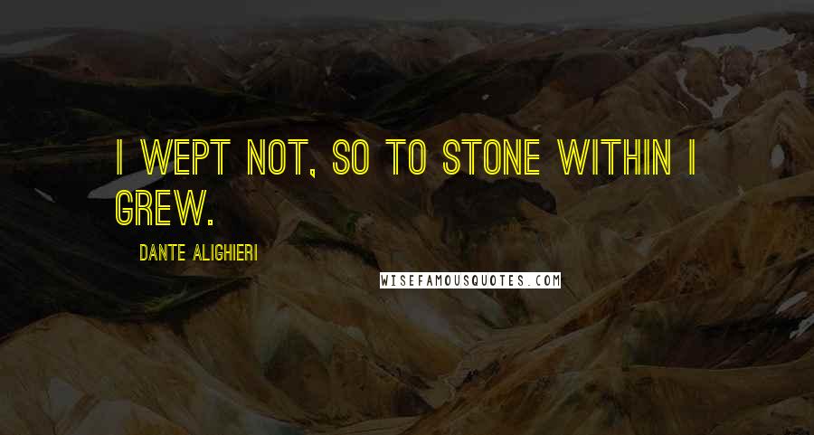 Dante Alighieri Quotes: I wept not, so to stone within I grew.