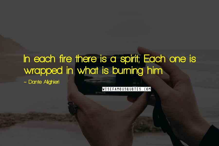 Dante Alighieri Quotes: In each fire there is a spirit; Each one is wrapped in what is burning him.