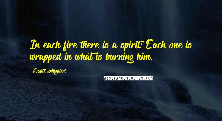 Dante Alighieri Quotes: In each fire there is a spirit; Each one is wrapped in what is burning him.