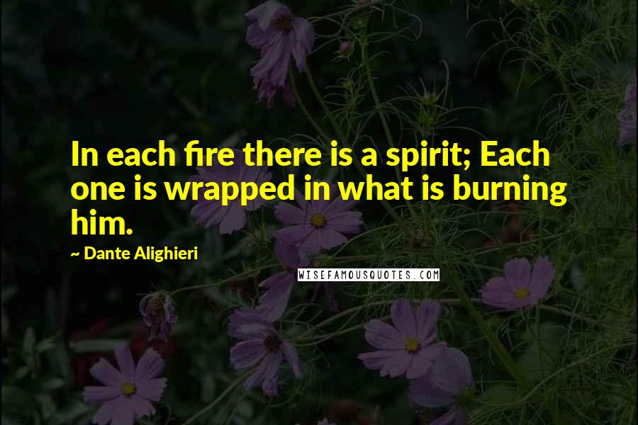 Dante Alighieri Quotes: In each fire there is a spirit; Each one is wrapped in what is burning him.