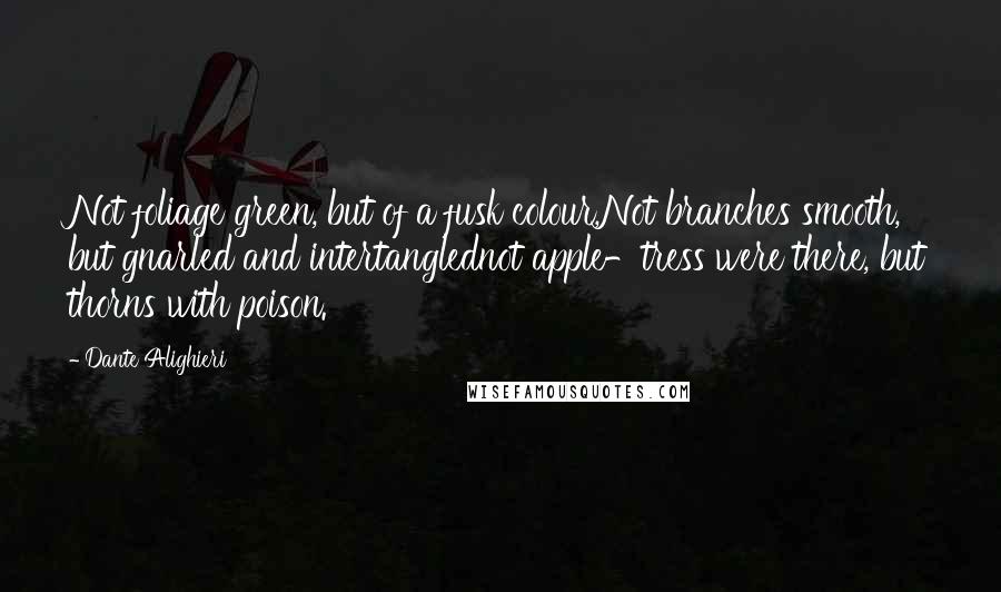Dante Alighieri Quotes: Not foliage green, but of a fusk colour,Not branches smooth, but gnarled and intertanglednot apple-tress were there, but thorns with poison.