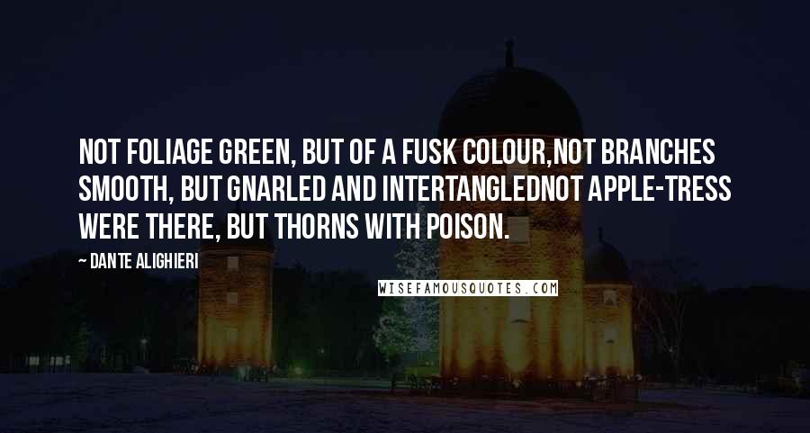 Dante Alighieri Quotes: Not foliage green, but of a fusk colour,Not branches smooth, but gnarled and intertanglednot apple-tress were there, but thorns with poison.