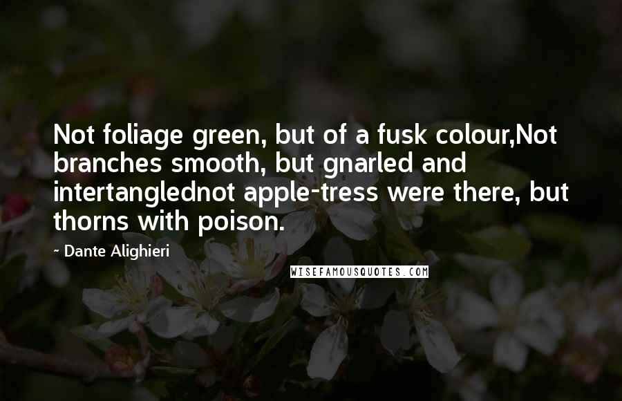 Dante Alighieri Quotes: Not foliage green, but of a fusk colour,Not branches smooth, but gnarled and intertanglednot apple-tress were there, but thorns with poison.