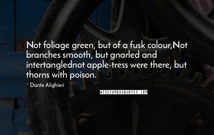 Dante Alighieri Quotes: Not foliage green, but of a fusk colour,Not branches smooth, but gnarled and intertanglednot apple-tress were there, but thorns with poison.