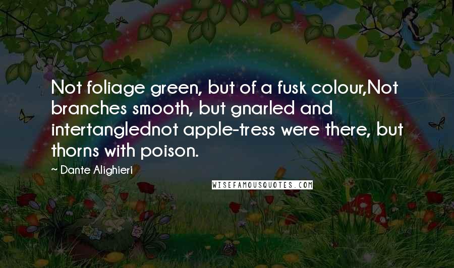 Dante Alighieri Quotes: Not foliage green, but of a fusk colour,Not branches smooth, but gnarled and intertanglednot apple-tress were there, but thorns with poison.