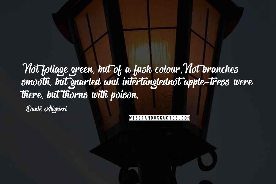 Dante Alighieri Quotes: Not foliage green, but of a fusk colour,Not branches smooth, but gnarled and intertanglednot apple-tress were there, but thorns with poison.