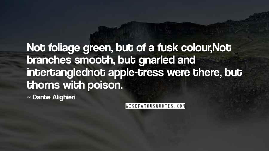 Dante Alighieri Quotes: Not foliage green, but of a fusk colour,Not branches smooth, but gnarled and intertanglednot apple-tress were there, but thorns with poison.