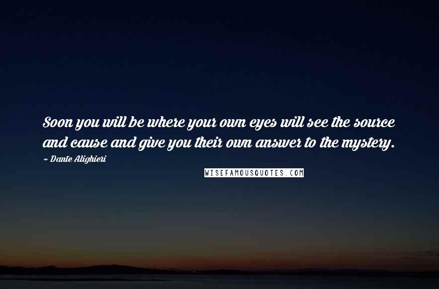 Dante Alighieri Quotes: Soon you will be where your own eyes will see the source and cause and give you their own answer to the mystery.