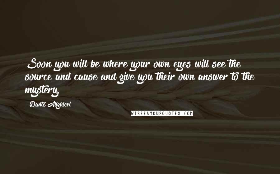 Dante Alighieri Quotes: Soon you will be where your own eyes will see the source and cause and give you their own answer to the mystery.