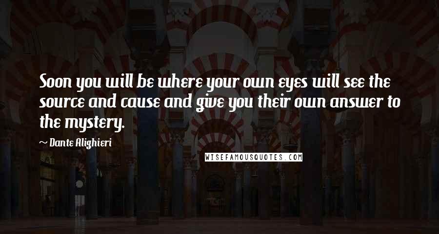 Dante Alighieri Quotes: Soon you will be where your own eyes will see the source and cause and give you their own answer to the mystery.