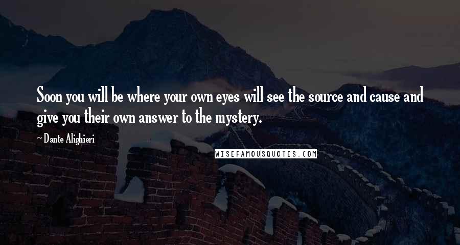 Dante Alighieri Quotes: Soon you will be where your own eyes will see the source and cause and give you their own answer to the mystery.