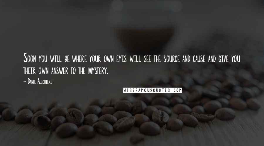 Dante Alighieri Quotes: Soon you will be where your own eyes will see the source and cause and give you their own answer to the mystery.