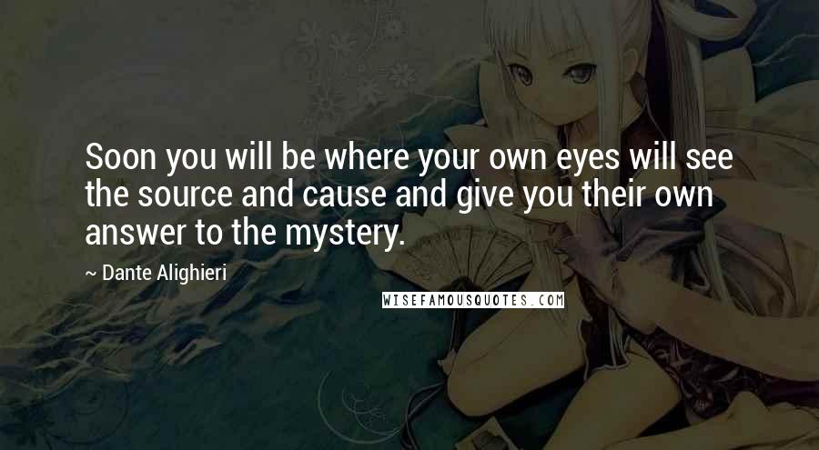 Dante Alighieri Quotes: Soon you will be where your own eyes will see the source and cause and give you their own answer to the mystery.