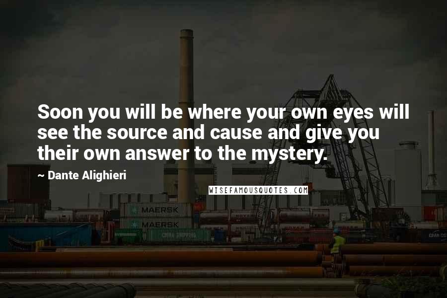 Dante Alighieri Quotes: Soon you will be where your own eyes will see the source and cause and give you their own answer to the mystery.