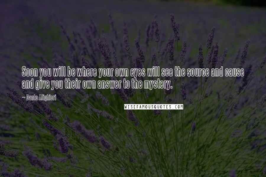 Dante Alighieri Quotes: Soon you will be where your own eyes will see the source and cause and give you their own answer to the mystery.